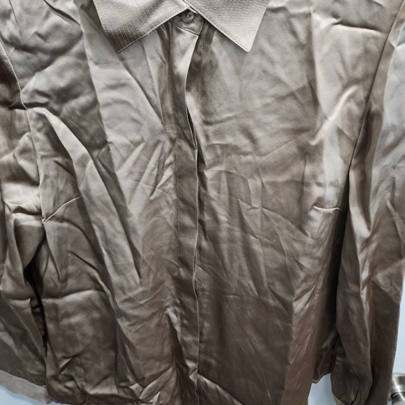 NEW Grace Dane Lewis Women's Long Sleeve Button Up Blouse Top 100% Silk Sz 12P - Picture 3 of 11